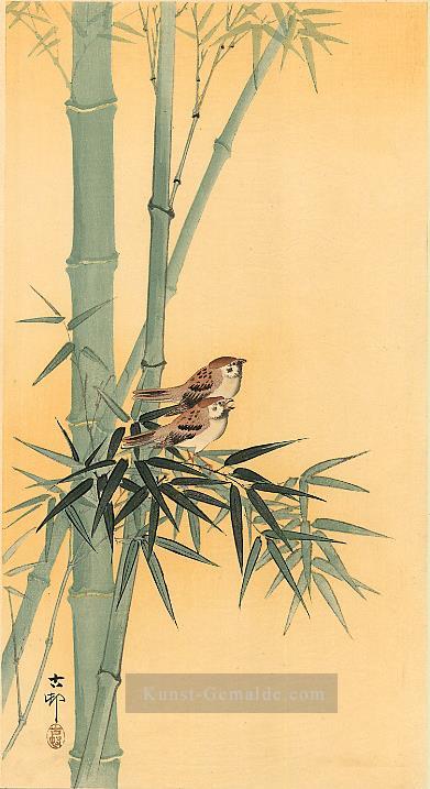 Spatzen auf Bambusbaum Ohara Koson Vögel Ölgemälde